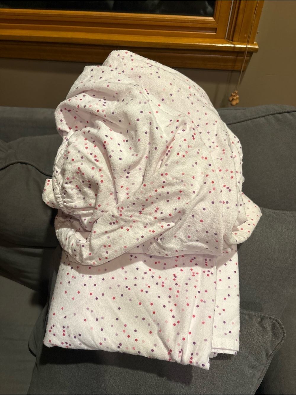 100% Cotton Pink Purple Polka Dot Flannel Sheets Twin